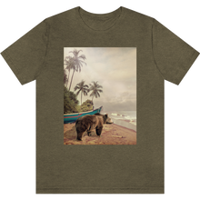 Load image into Gallery viewer, T-shirt &quot;Beach bear&quot; Heather Olive_Vert Olive Moucheté
