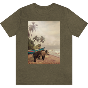 T-shirt "Beach bear" Heather Olive_Vert Olive Moucheté