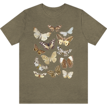 Load image into Gallery viewer, T-shirt &quot;Doux papillons&quot; Heather Olive_Vert Olive Moucheté
