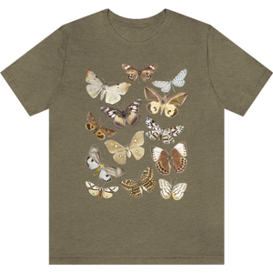 T-shirt "Doux papillons" Heather Olive_Vert Olive Moucheté
