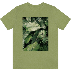 T-shirt "Feuilles de palmiers" Heather Green_Vert Moucheté