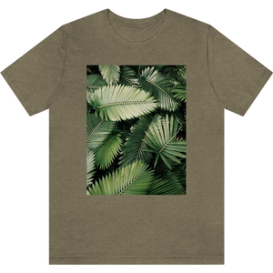 T-shirt "Feuilles de palmiers" Heather Olive_Vert Olive Moucheté