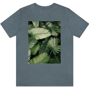 T-shirt "Feuilles de palmiers" Heather Slate_Ardoise Moucheté
