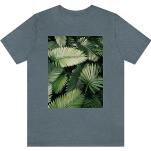 T-shirt "Feuilles de palmiers" Heather Slate