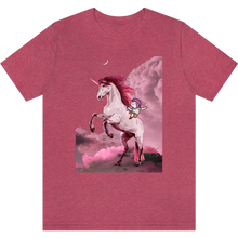 Charger l&#39;image dans la galerie, T-shirt &quot;La licorne de Perceval&quot; Heather Raspberry_Framboise Moucheté

