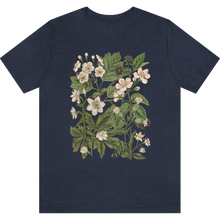 Charger l&#39;image dans la galerie, T-shirt &quot;Petites fleurs blanches&quot; Heather Navy_Marine Moucheté
