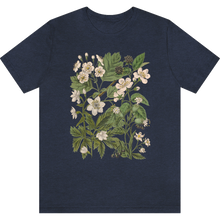 Load image into Gallery viewer, T-shirt &quot;Petites fleurs blanches&quot; Heather Navy
