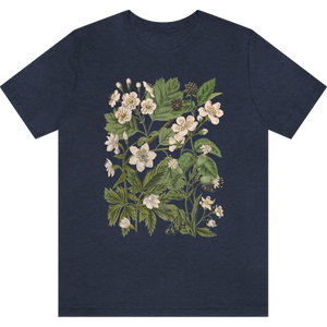 T-shirt "Petites fleurs blanches" Heather Navy_Marine Moucheté