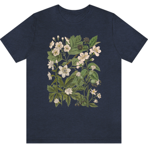 T-shirt "Petites fleurs blanches" Heather Navy