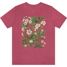 Load image into Gallery viewer, T-shirt &quot;Petites fleurs blanches&quot; Heather Raspberry

