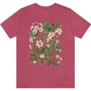 T-shirt "Petites fleurs blanches" Heather Raspberry