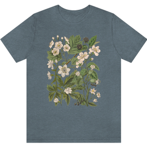 T-shirt "Petites fleurs blanches" Heather Slate_Ardoise Moucheté