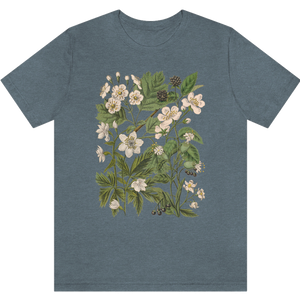 T-shirt "Petites fleurs blanches" Heather Slate