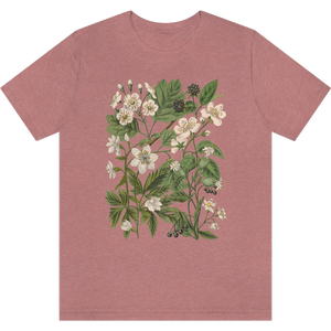 T-shirt "Petites fleurs blanches" Heather Mauve